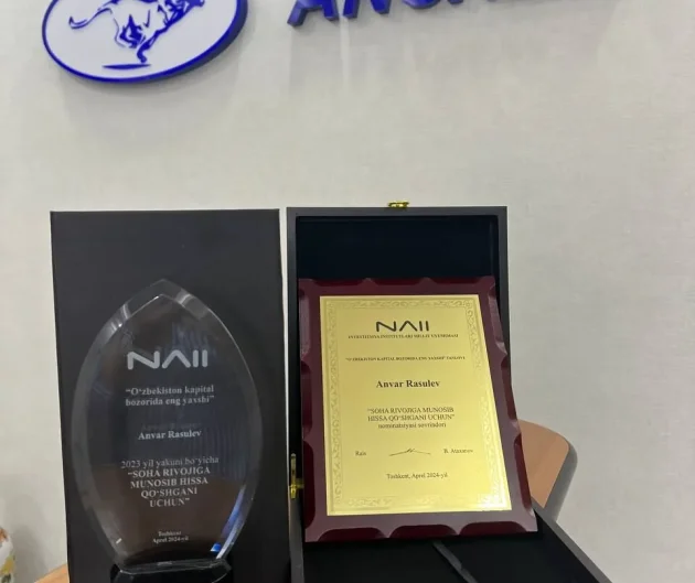 Ansher Capital Receives Award for Contribution to Development of Uzbekistan Capital Market